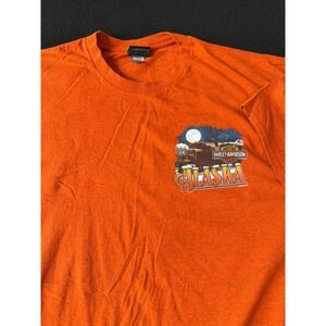 Harley Davidson Alaska Mt McKinley Denali Park Graphic T Shirt‎ Orange Men's XXL